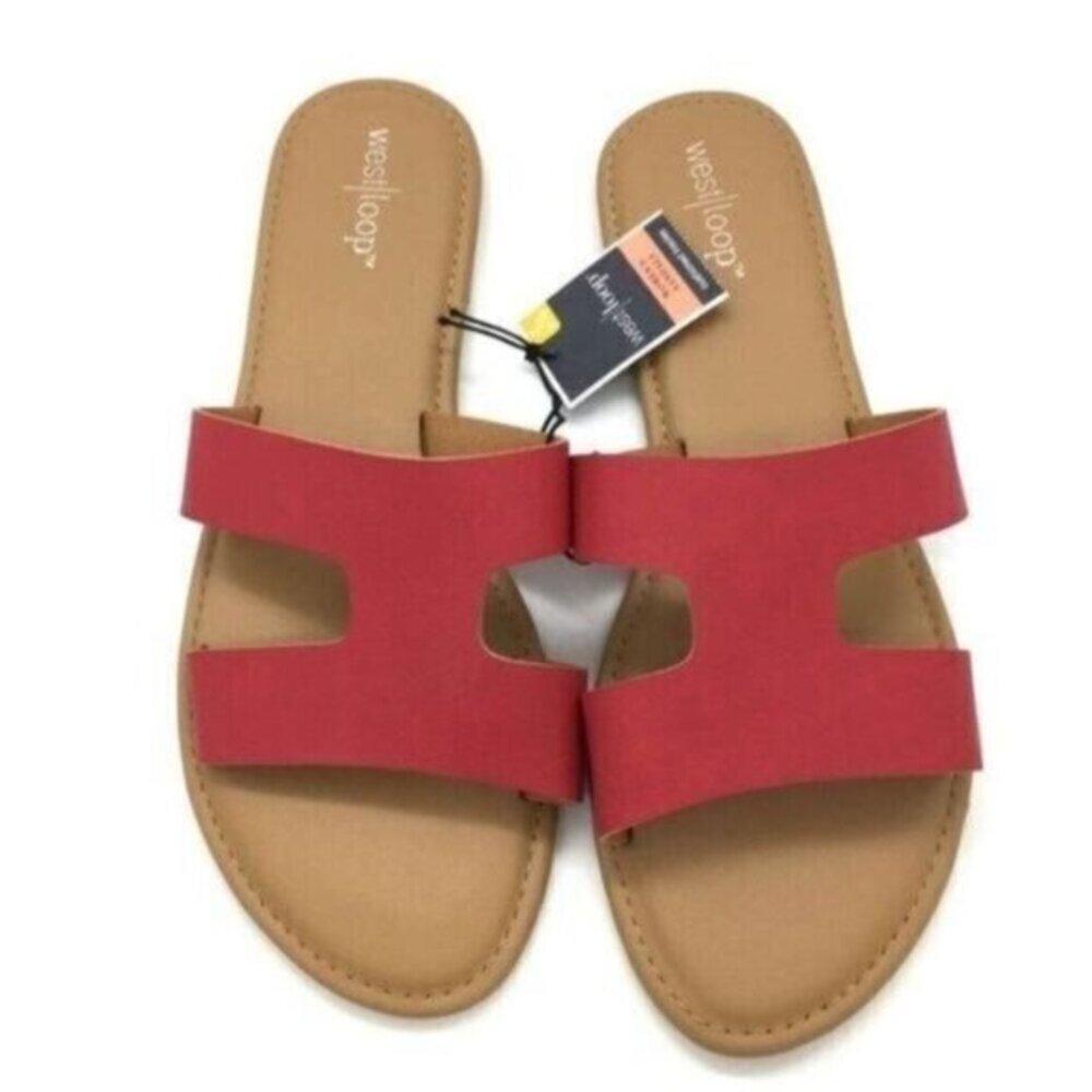 West Loop Flat Slip On Slide Sandals Size 9 / 10 New